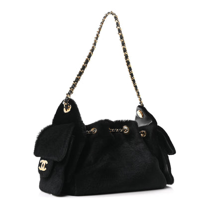 Chanel Pony Hair Mini Chanel 25 Handbag Black 3 of 11