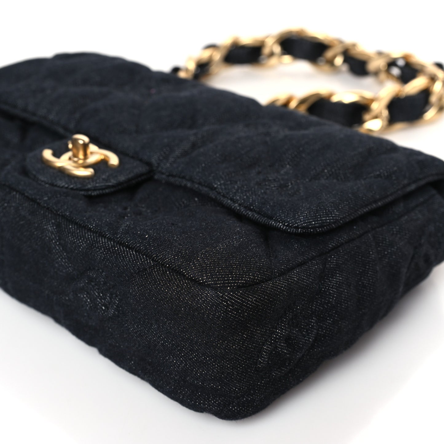 Denim Quilted Medium Funky Town Flap Black