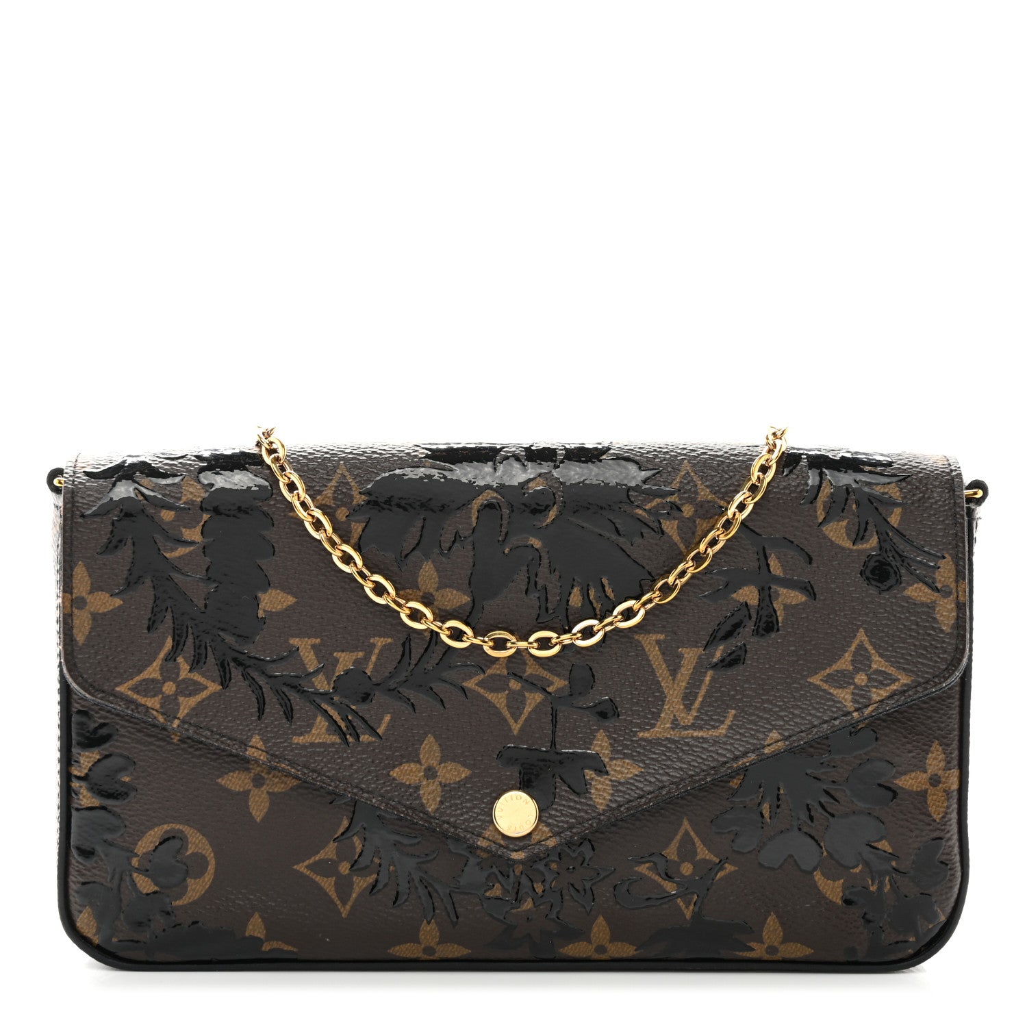 Louis Vuitton Monogram Blossom Pochette Felicie Chain Wallet Black 1 of 9