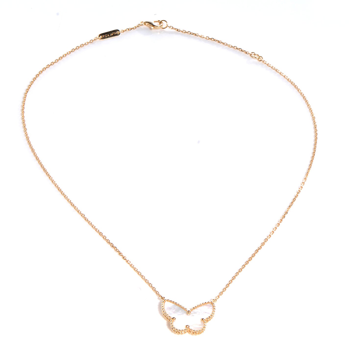 18K Yellow Gold Mother of Pearl Lucky Alhambra Butterfly Pendant