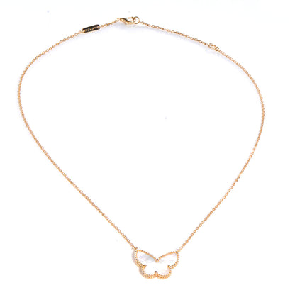 Van Cleef & Arpels 18K Yellow Gold Mother of Pearl Lucky Alhambra Butterfly Pendant 3 of 6