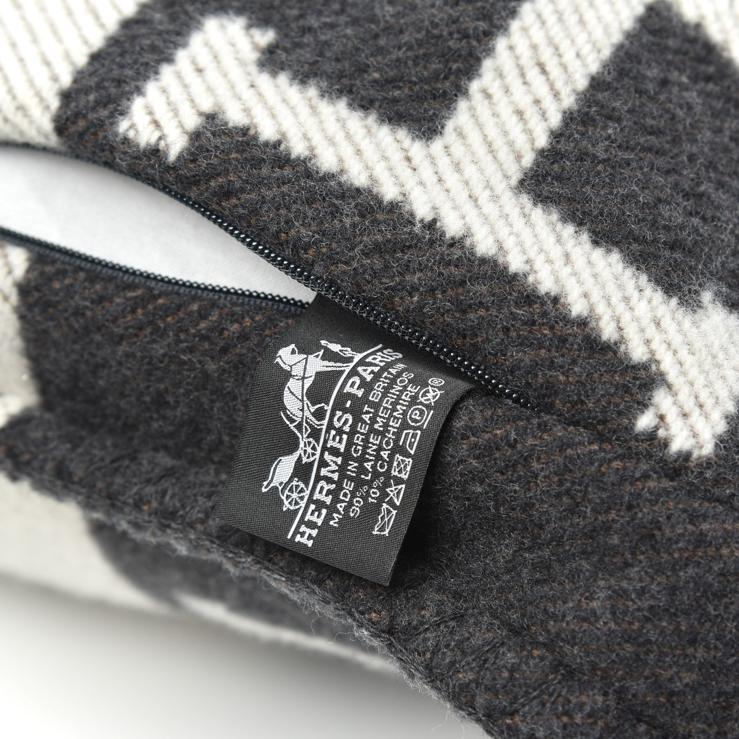 Hermes Wool Cashmere Avalon Pillow PM Ecru Gris Fonce 3 of 3