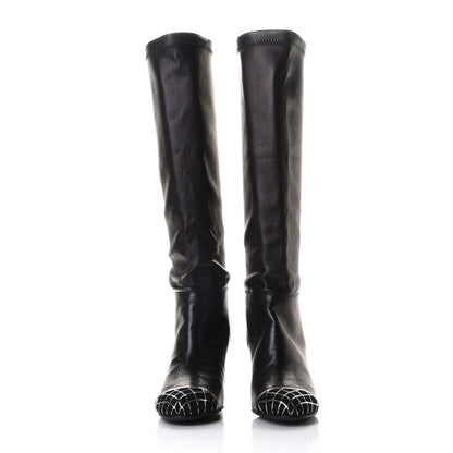 Chanel Calfskin CC Cap Toe Tall Boots 40 Black 2 of 6