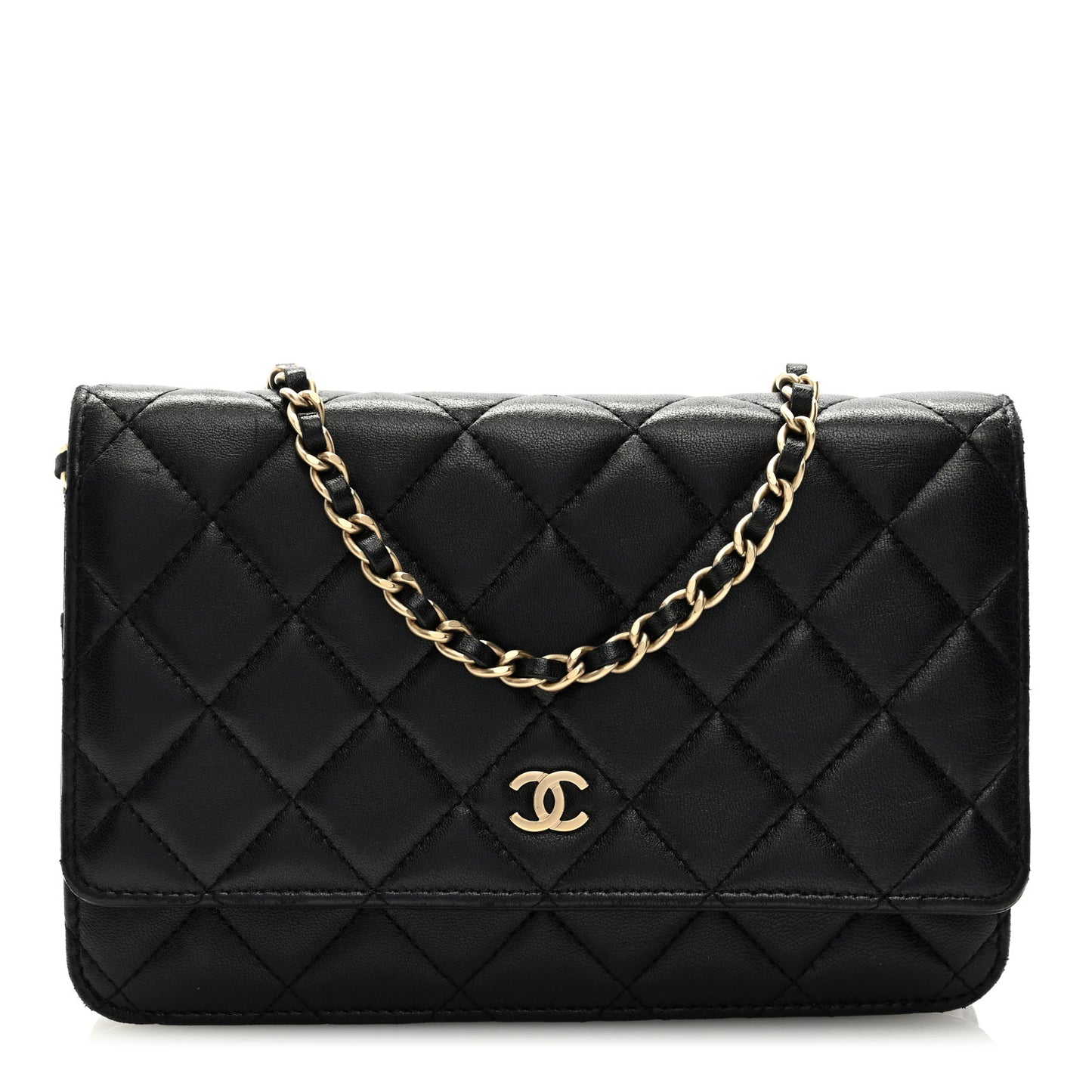 Lambskin Quilted Wallet On Chain WOC Black