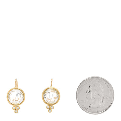 Temple St. Clair 18K Yellow Gold Diamond Rock Crystal Small Celestial Moonface Earrings 2 of 6