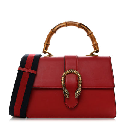 Gucci Moon Calfskin Crystal Web Medium Dionysus Bamboo Top Handle Bag Hibiscus Red 1 of 11