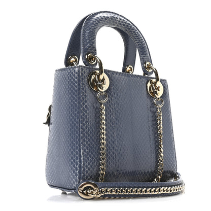 Christian Dior Snakeskin Mini Lady Dior Blue 3 of 9