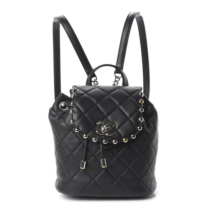 Chanel Lambskin Quilted Metallic Bubble Backpack Black 1 of 9