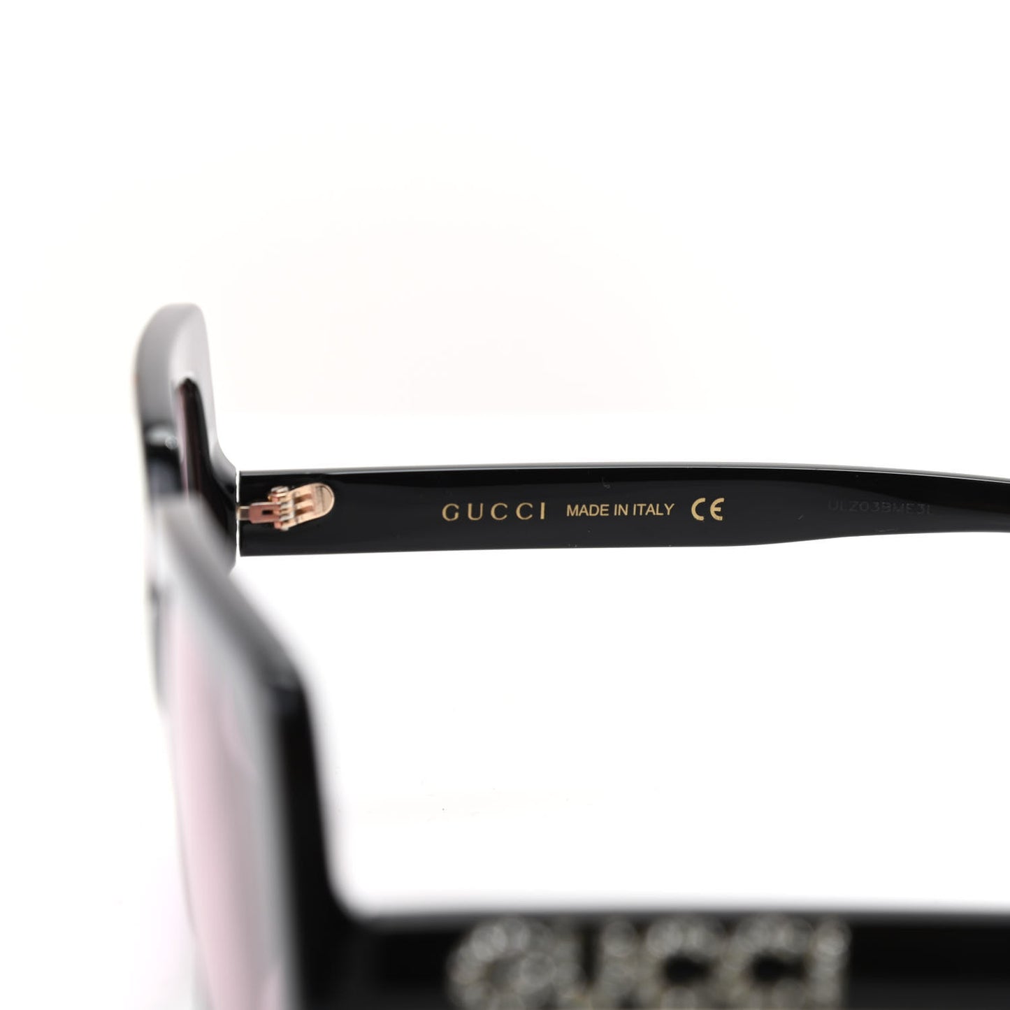 Crystal Square Frame GG Sunglasses GG0418S Black Pink