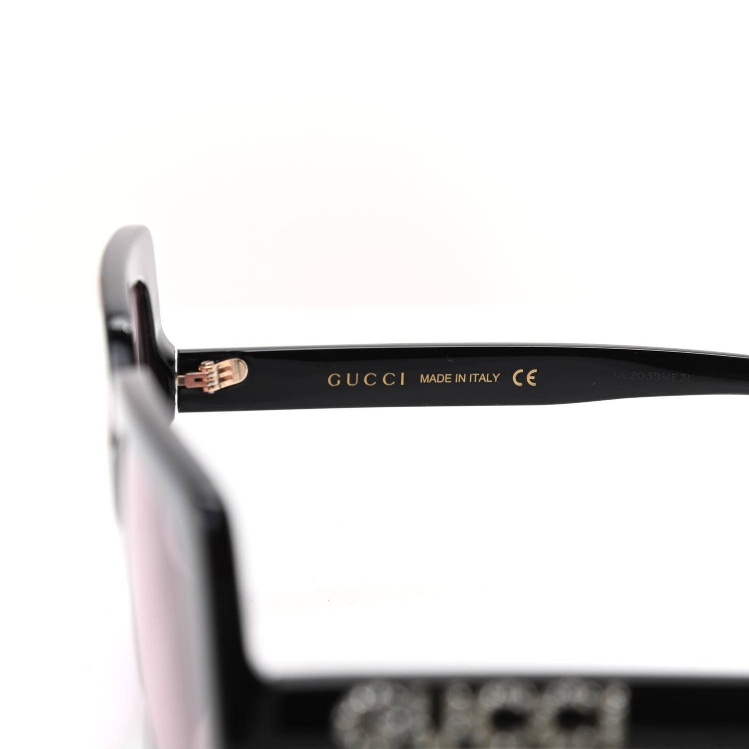 Gucci Crystal Square Frame GG Sunglasses GG0418S Black Pink 5 of 8