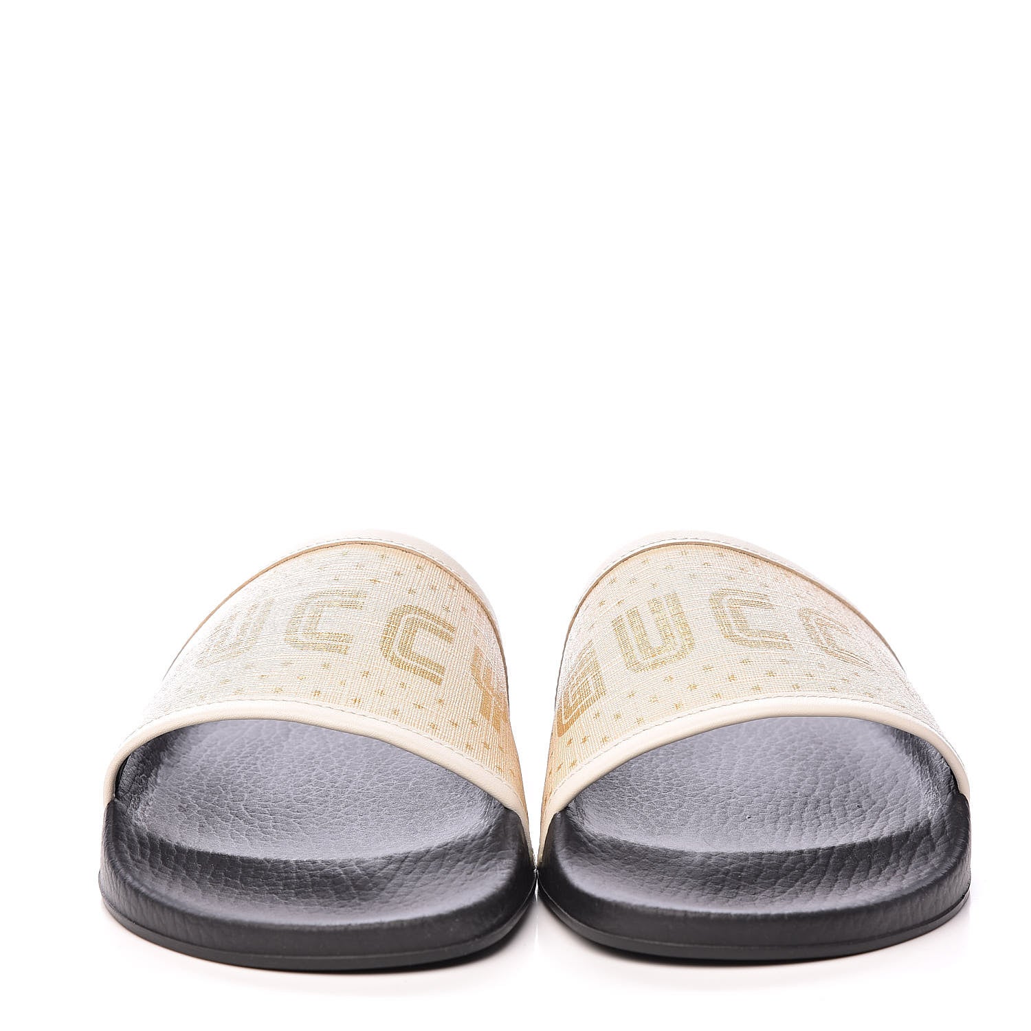 Gucci X SEGA Supreme Canvas GUCCY Stars Womens Slide Sandals 40 Mystic White Gold 2 of 10