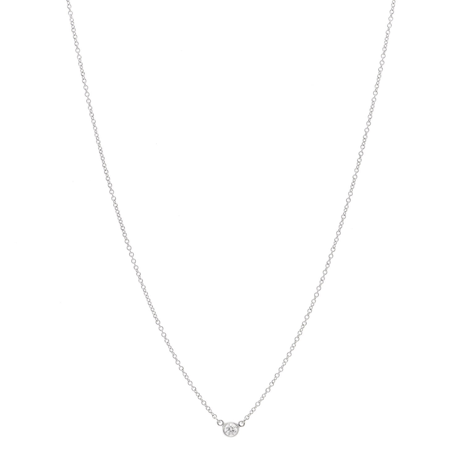 Tiffany Platinum Diamond .08ct Elsa Peretti Diamonds by the Yard Pendant Necklace 1 of 5
