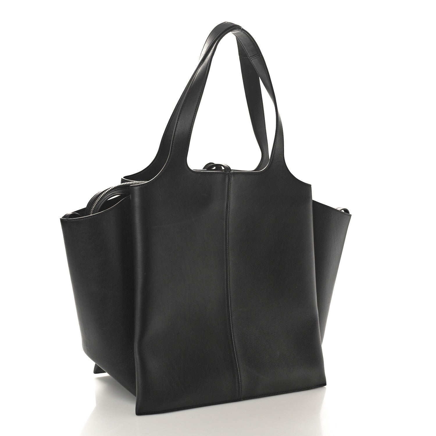 Celine Supple Natural Calfskin Vertical Tri-Fold Bag Black 4 of 11