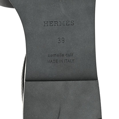 Hermes Calfskin Santorini Sandals 39 Black 7 of 10