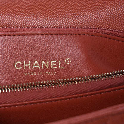 Chanel Caviar Lizard Chevron Quilted Small Coco Handle Flap Dark Orange 6 of 13