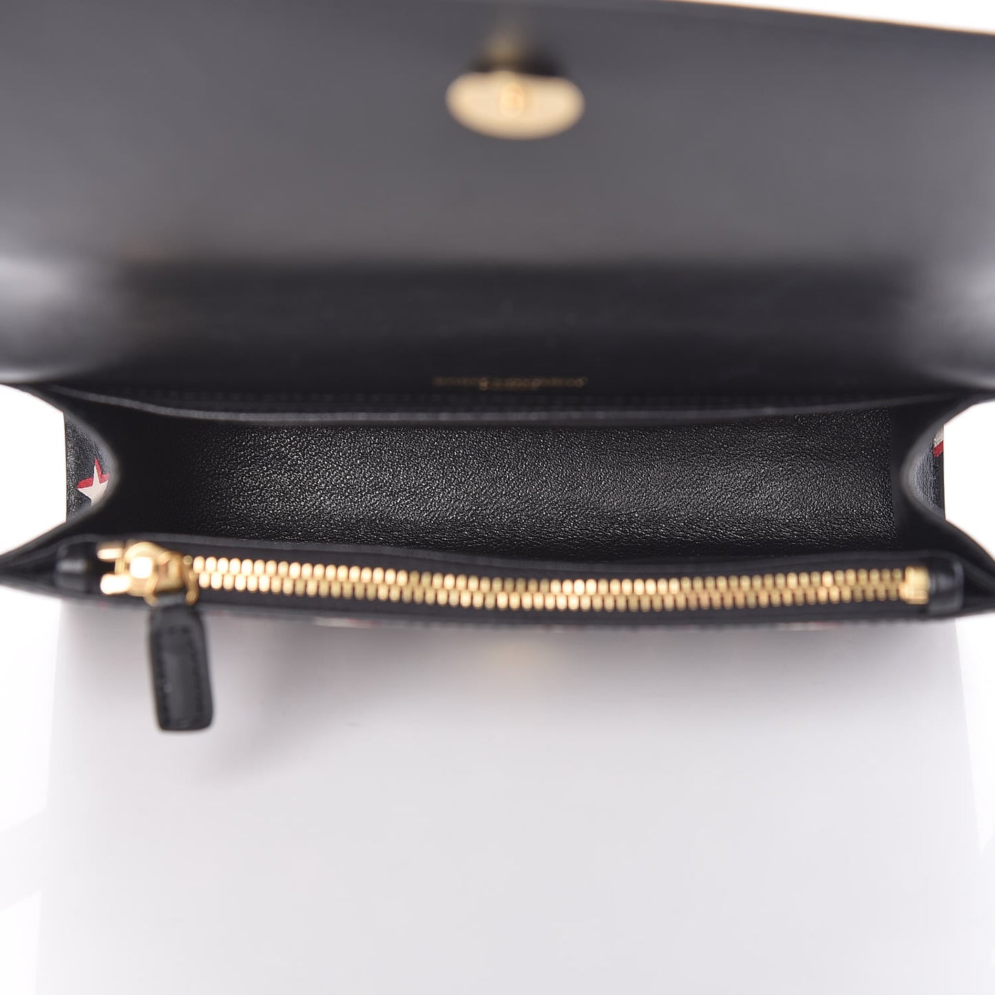 Smooth Calfskin Star Print Monogram Kate Belt Bag Black Ivory Red