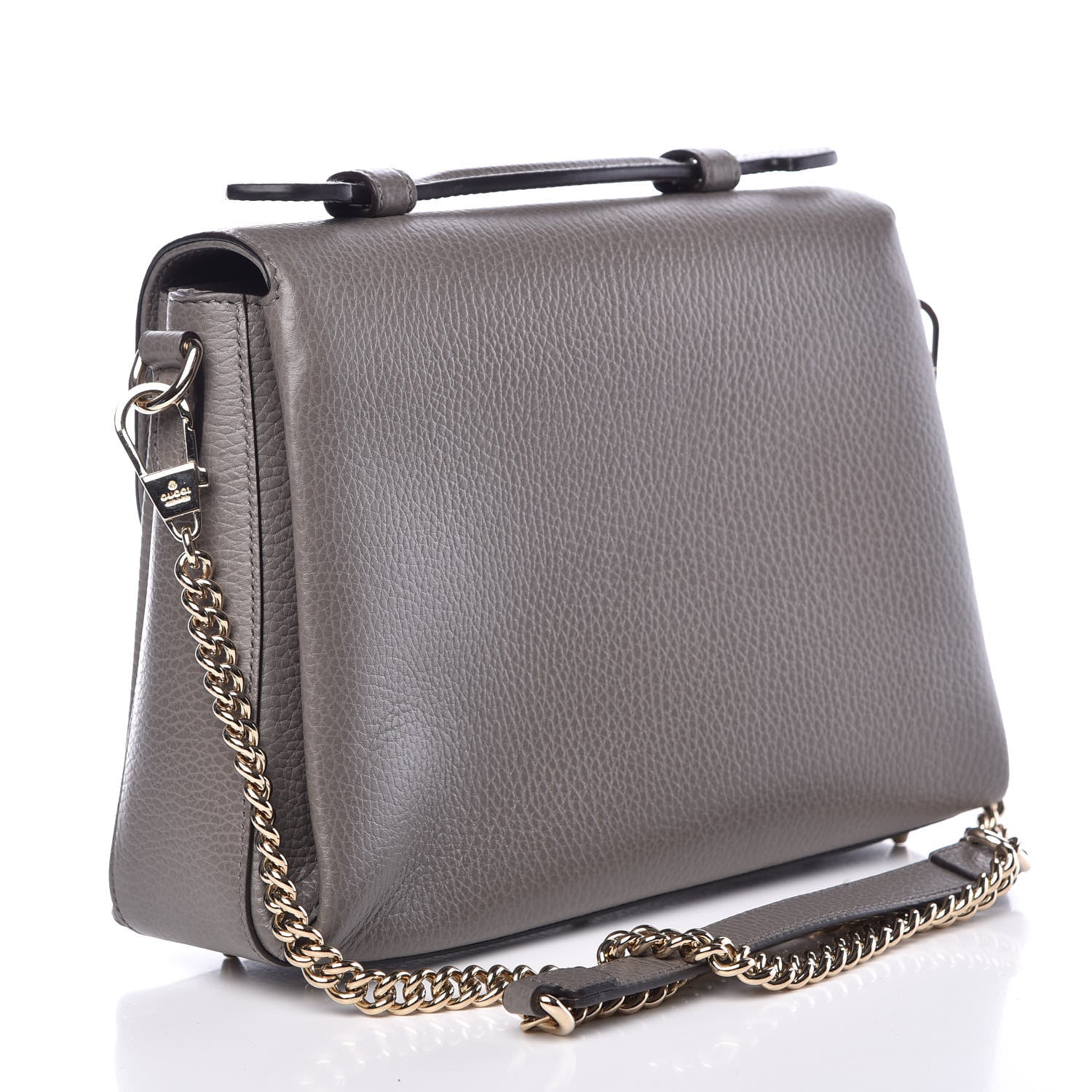 Gucci Dollar Calfskin Interlocking G Top Handle Shoulder Bag Loess 3 of 9