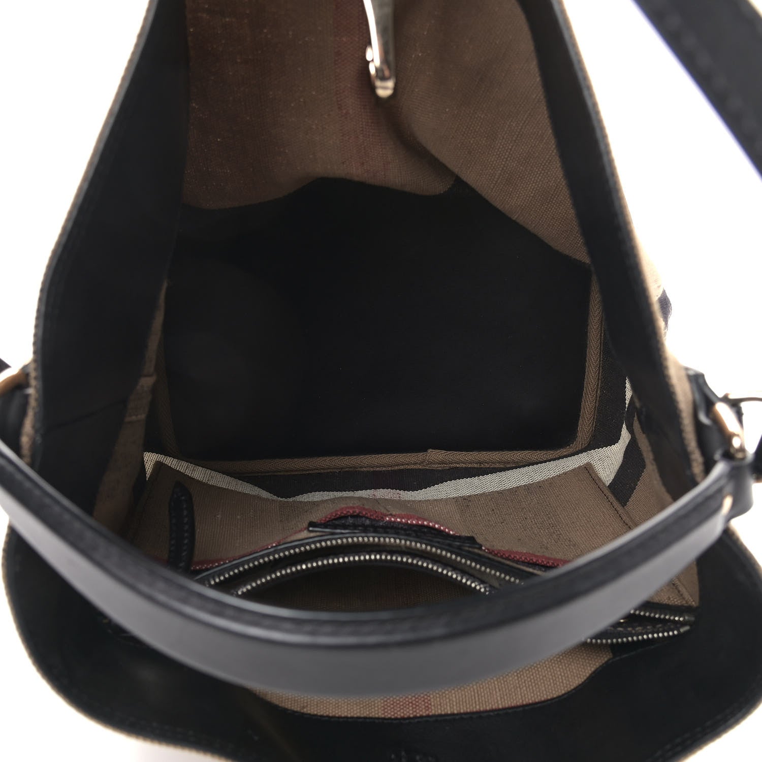 Burberry Canvas Mega Check Medium Ashby Hobo Black 5 of 11