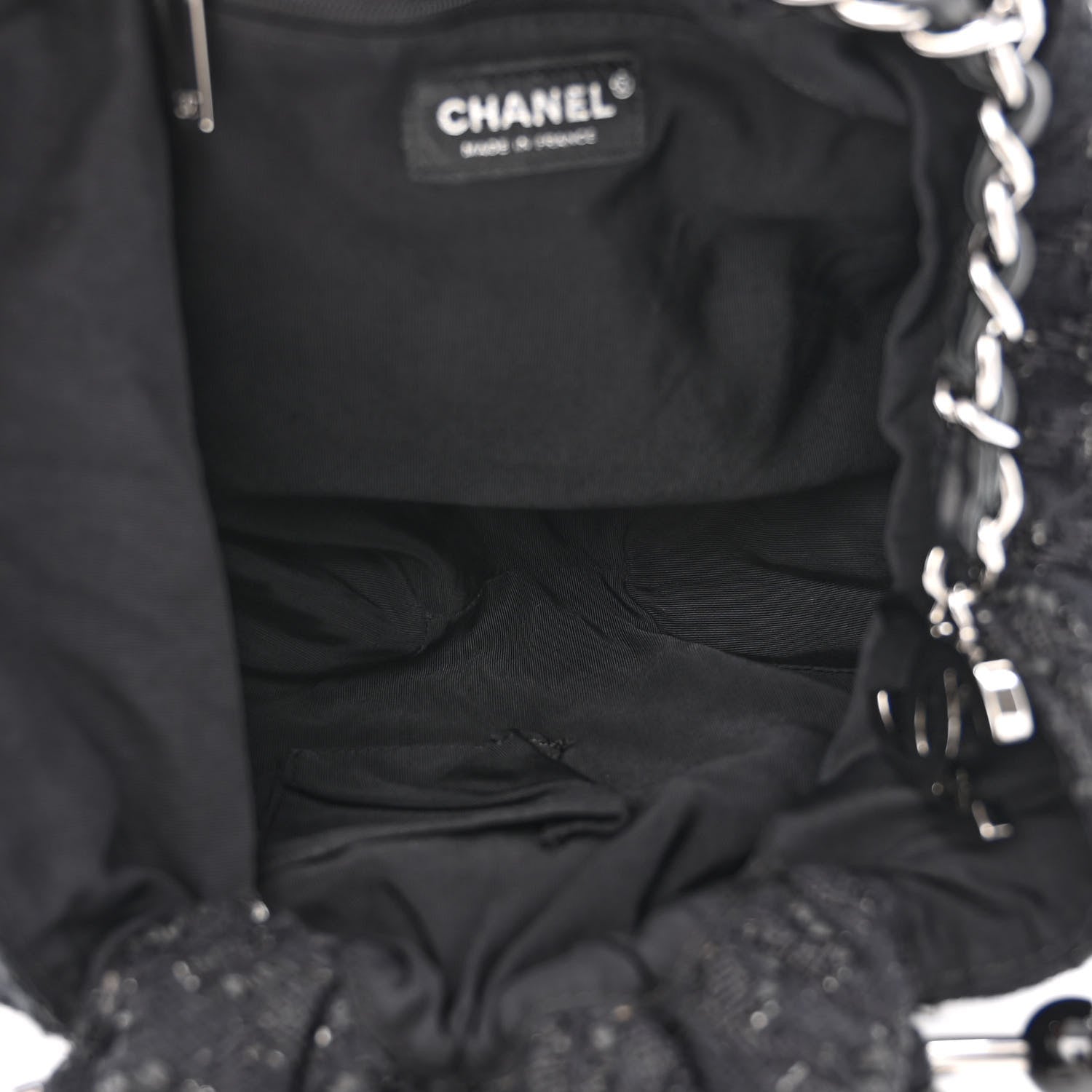 Chanel Tweed Boucle Knitting Bag Black 5 of 10