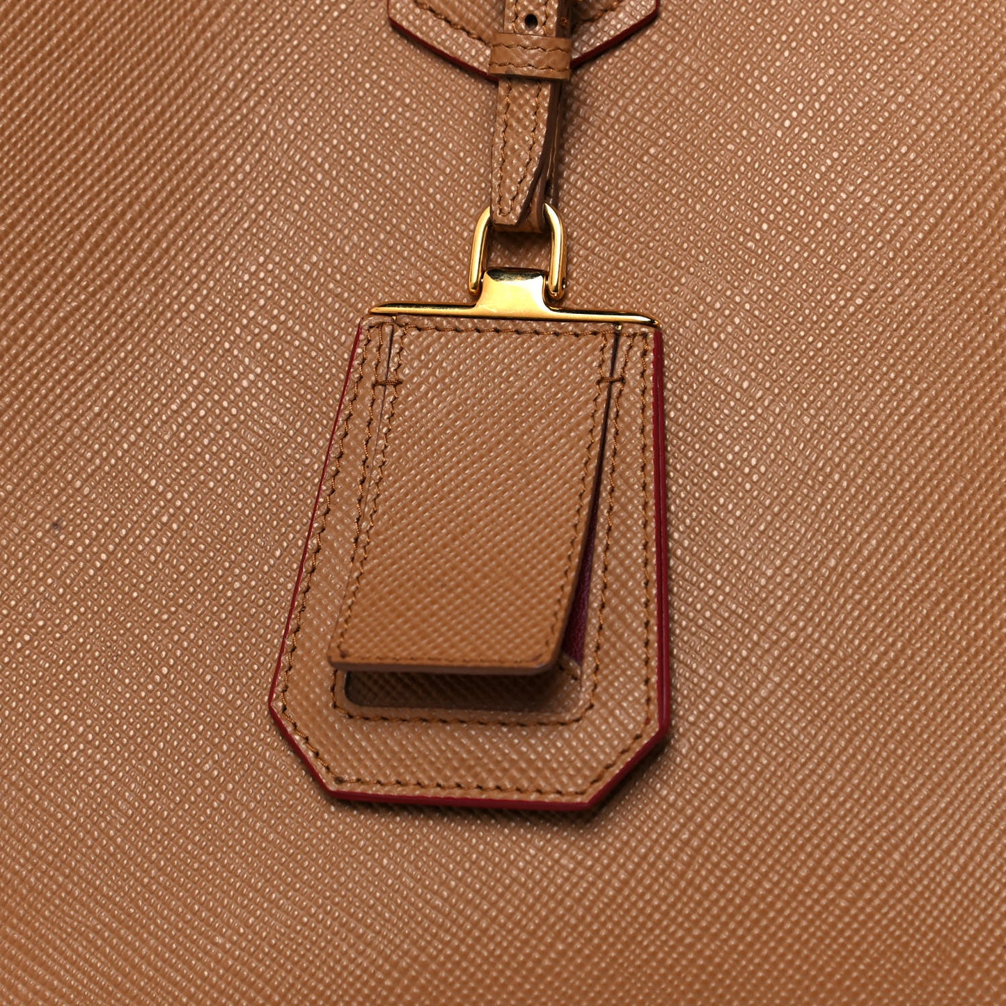 Saffiano Cuir Small Double Bag Caramel Fuoco