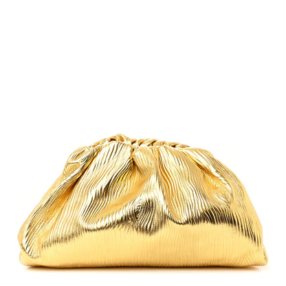 Bottega Veneta Metallic Bark Calfskin Embossed The Pouch Oversized Clutch Oro 1 of 10