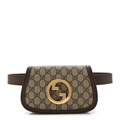 Gucci GG Supreme Monogram Textured Dollar Calfskin Blondie Belt Bag 85 34 Beige Ebony New Acero 1 of 10