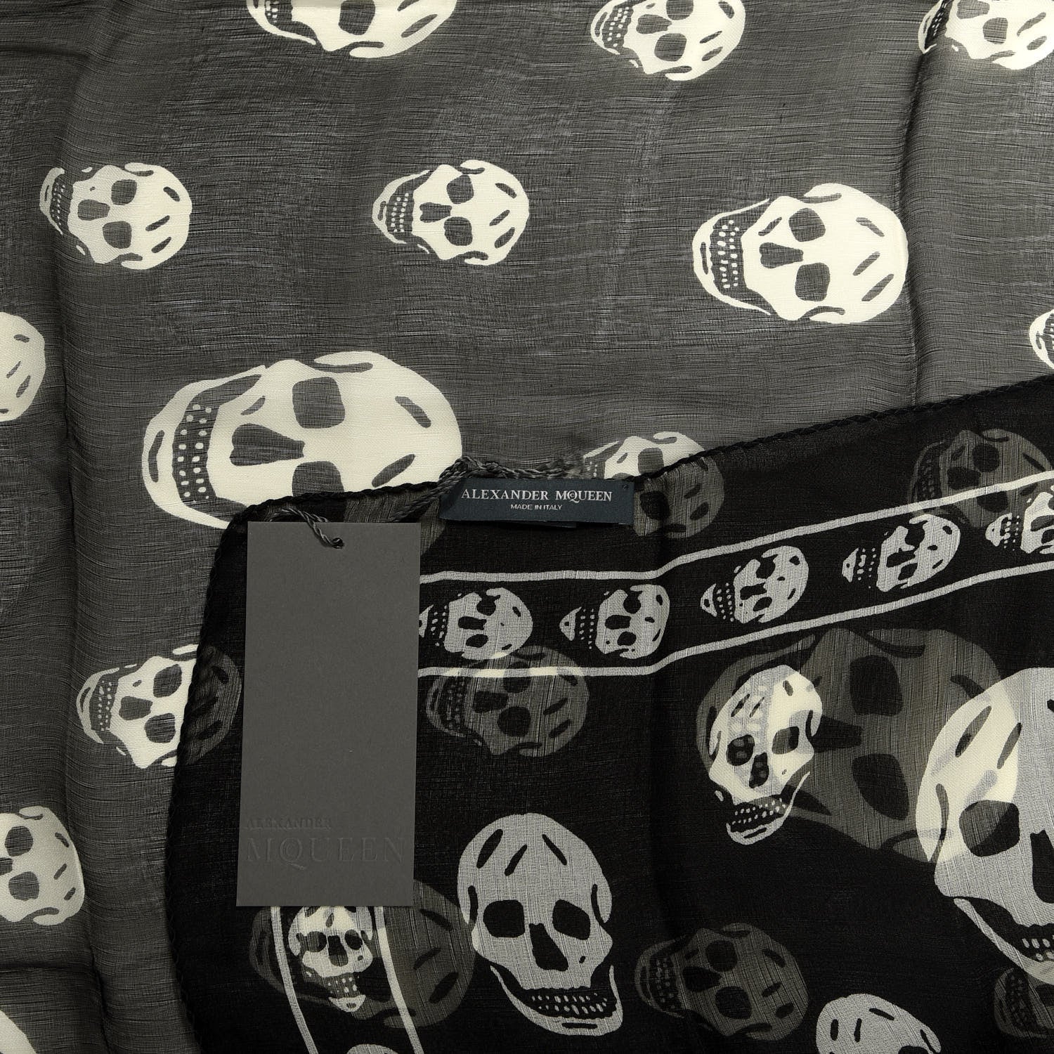Alexander McQueen Silk Chiffon Skull Scarf Black Ivory 3 of 3