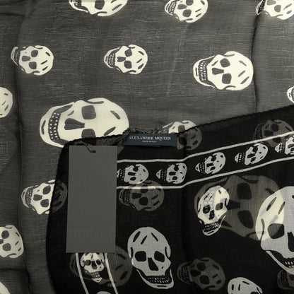 Alexander McQueen Silk Chiffon Skull Scarf Black Ivory 3 of 3