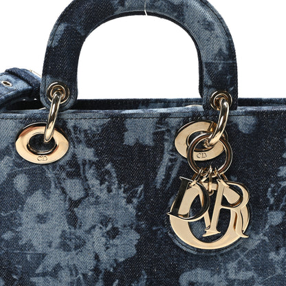 Christian Dior Denim Flowers Cannage Medium Lady D-Joy Blue 8 of 10