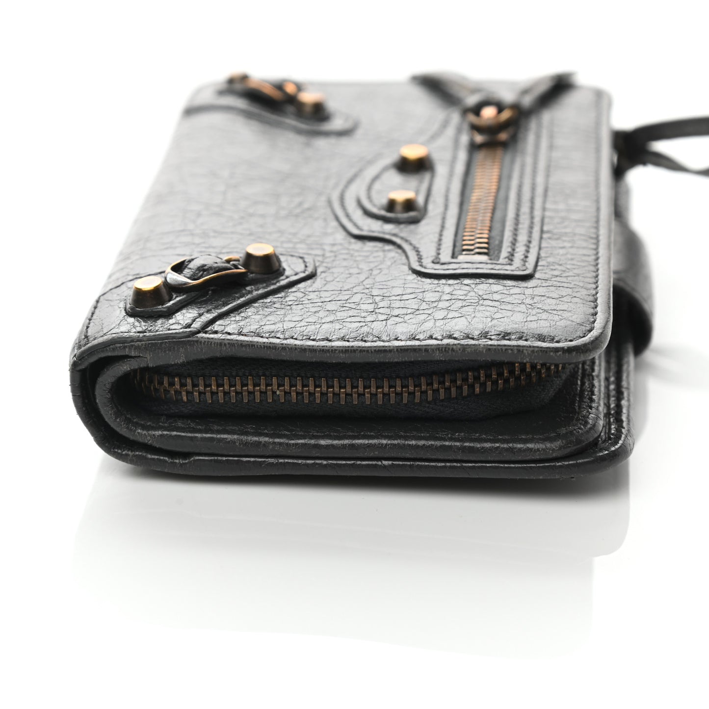 Agneau Classic Hardware Continental Zip Around Wallet Gris Fossile