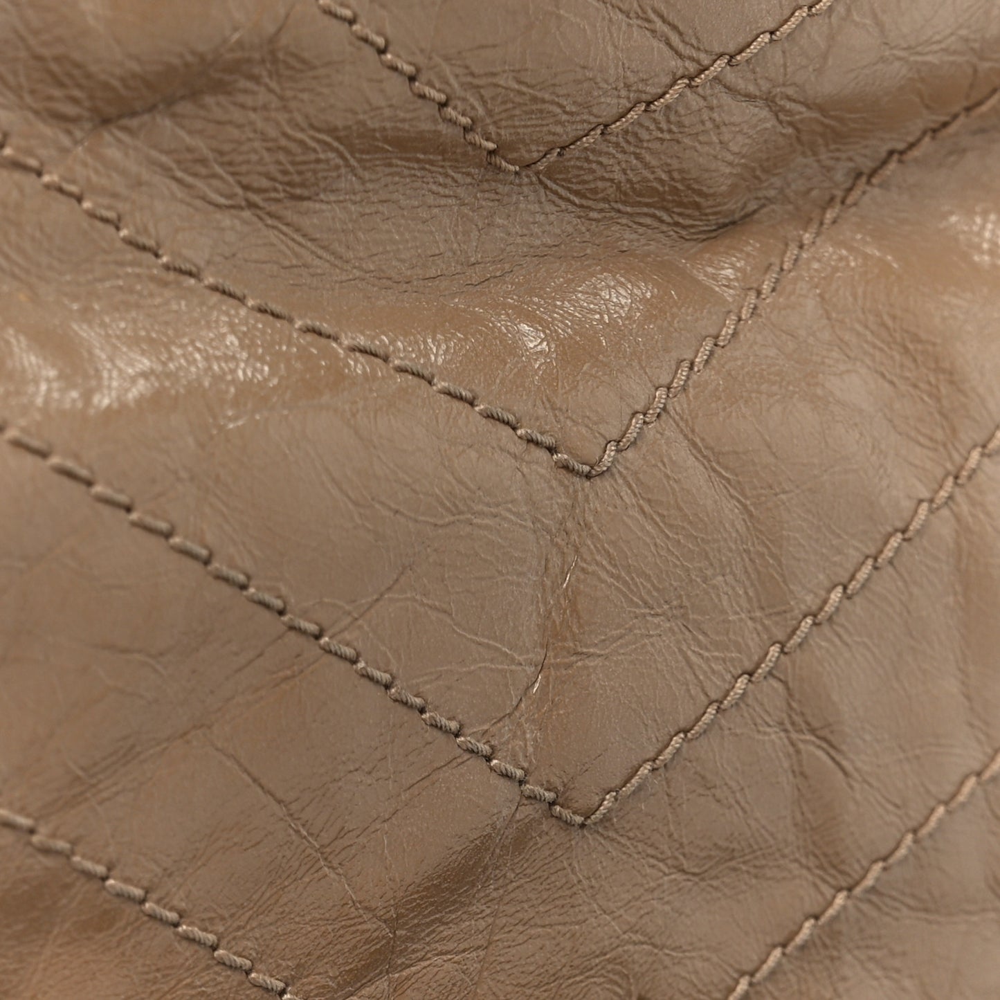 Crinkled Calfskin Matelasse Monogram Medium Niki Chain Satchel Light Taupe