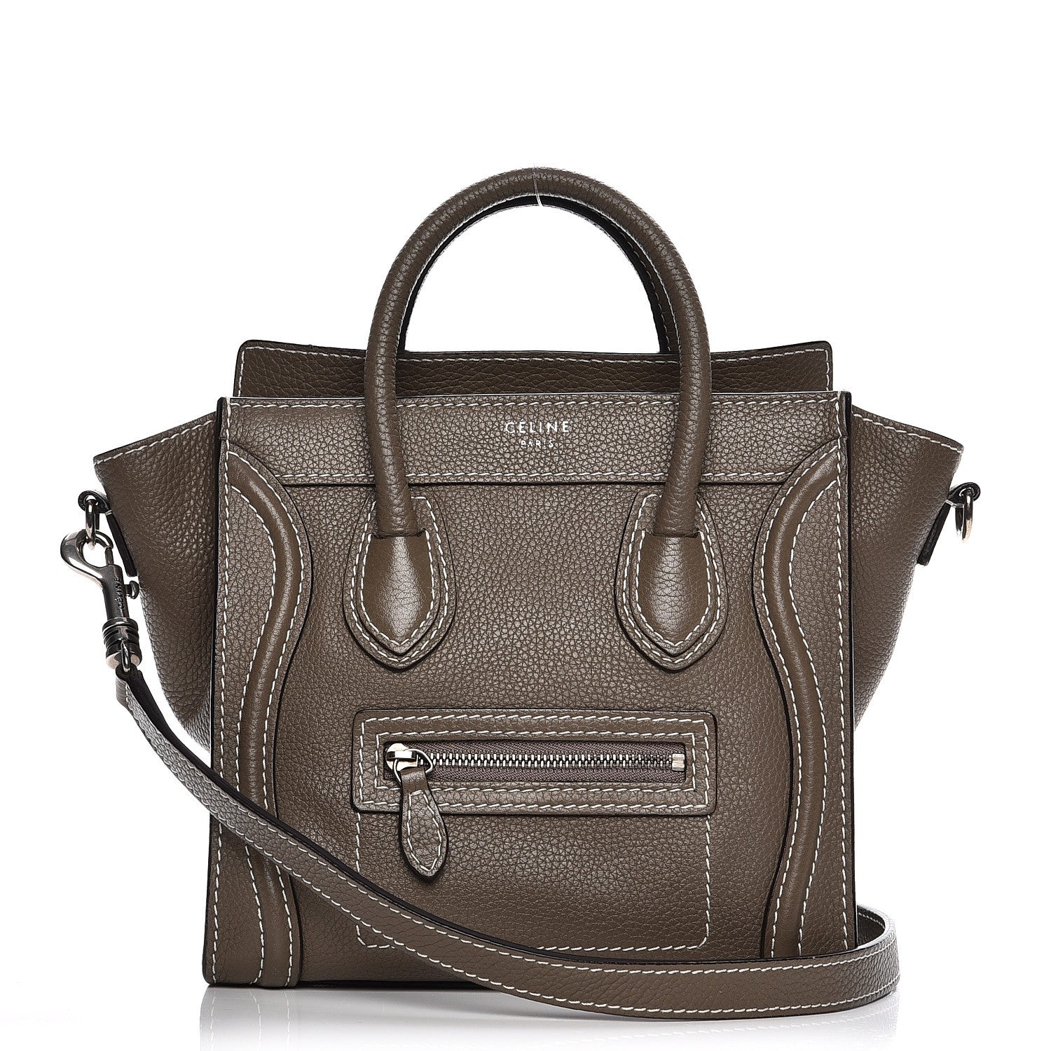 Celine Drummed Calfskin Nano Luggage Souris 1 of 10