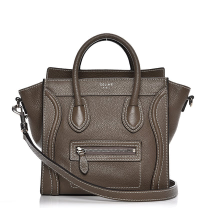 Celine Drummed Calfskin Nano Luggage Souris 1 of 10