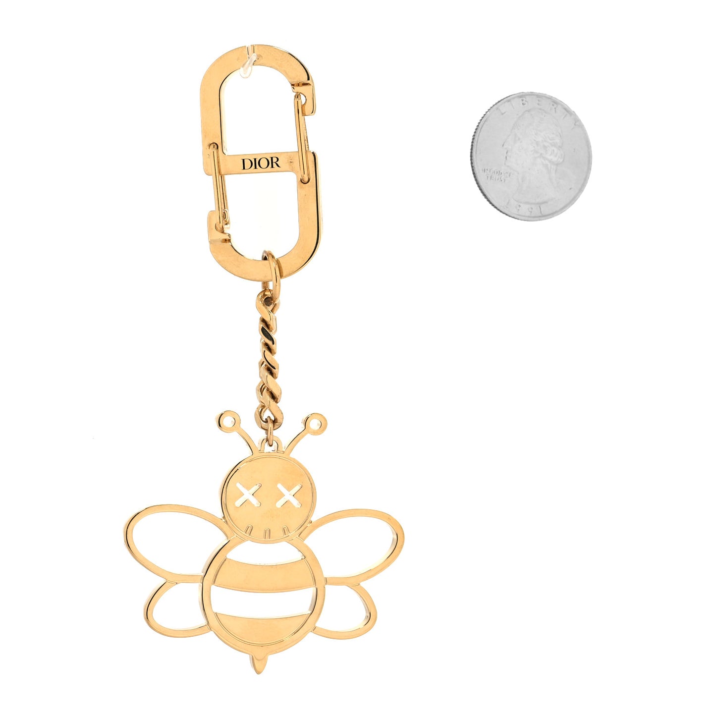 x KAWS Brass Bee Charm Key Ring Gold