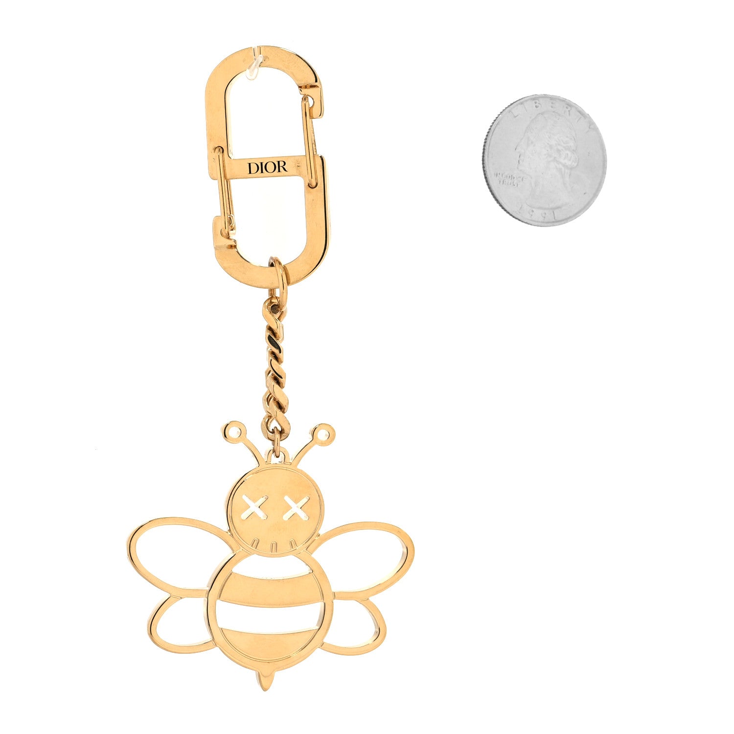 Christian Dior x KAWS Brass Bee Charm Key Ring Gold 2 of 3