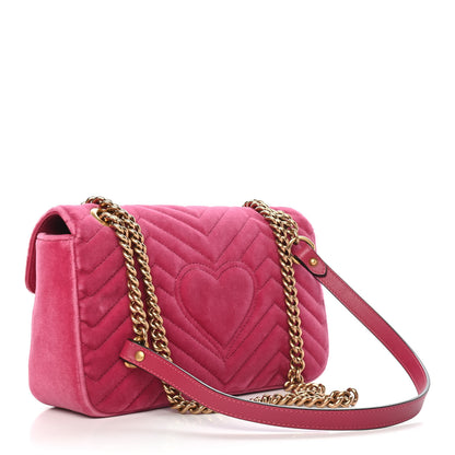 Gucci Velvet Matelasse Small GG Marmont Shoulder Bag Light Raspberry Rose 3 of 9