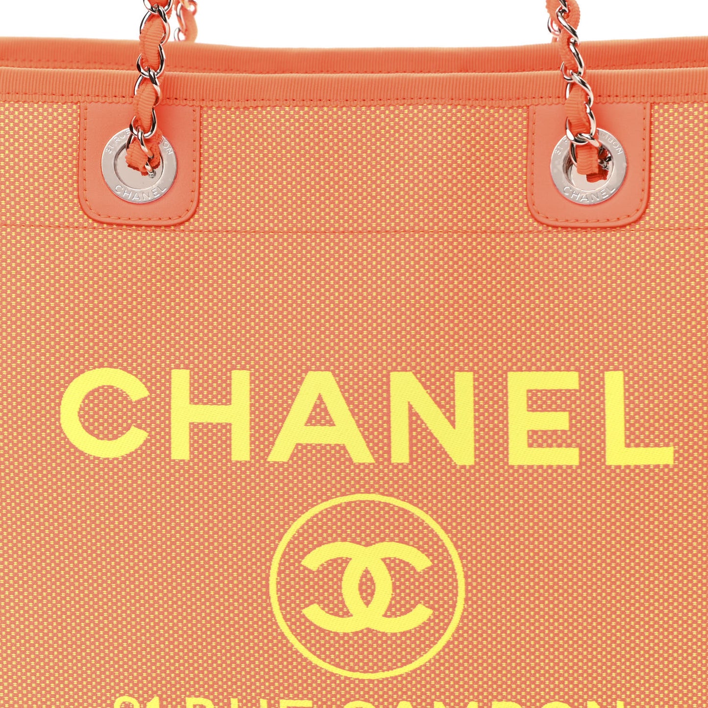 Mixed Fibers Calfskin Small Deauville Tote Orange Yellow