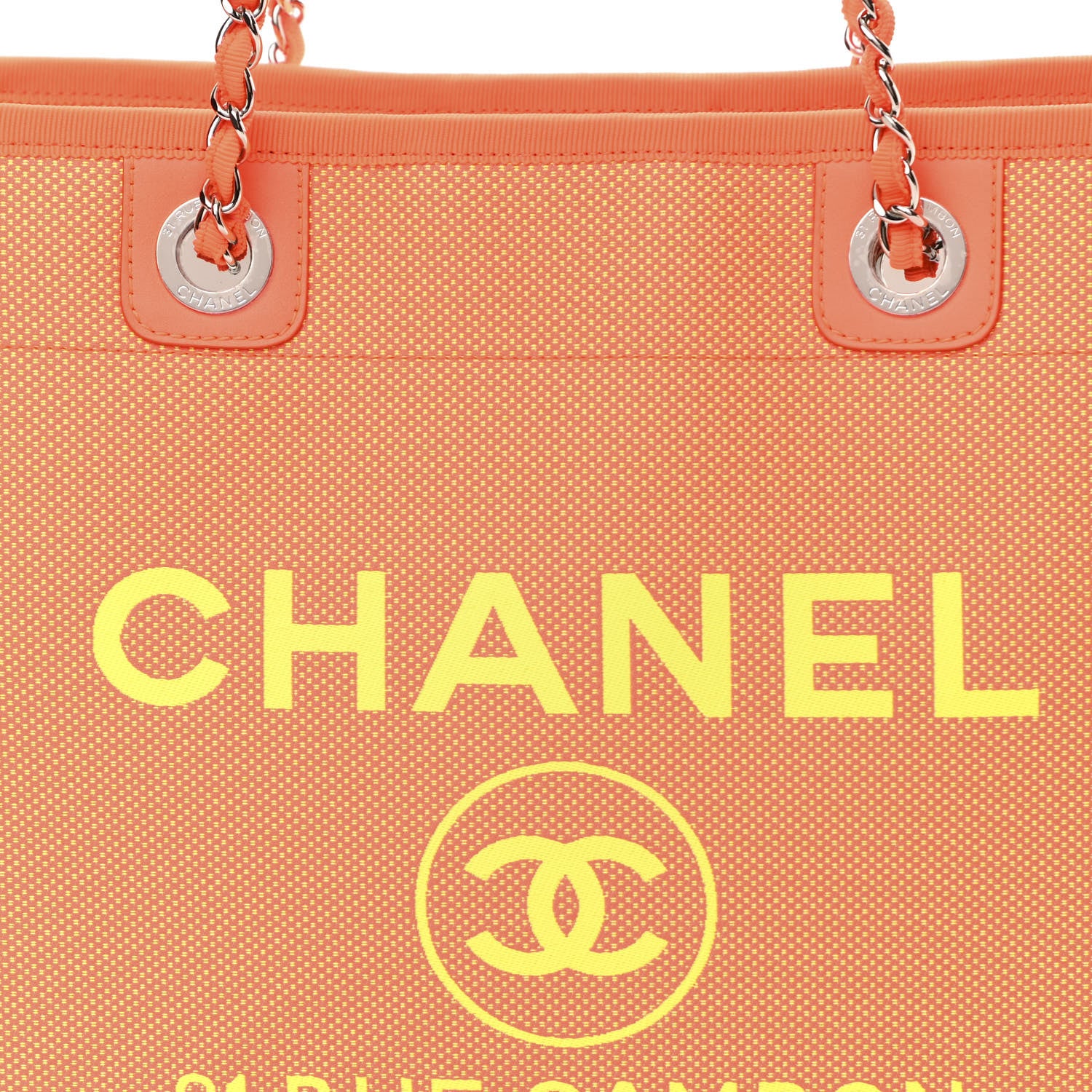 Chanel Mixed Fibers Calfskin Small Deauville Tote Orange Yellow 8 of 10