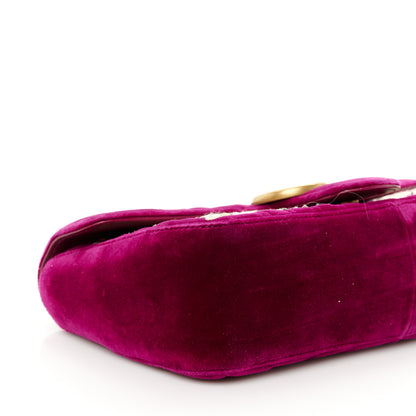 Gucci Velvet Matelasse Embroidered Small GG Marmont Shoulder Bag Fuchsia Violet Cyclamen 10 of 11