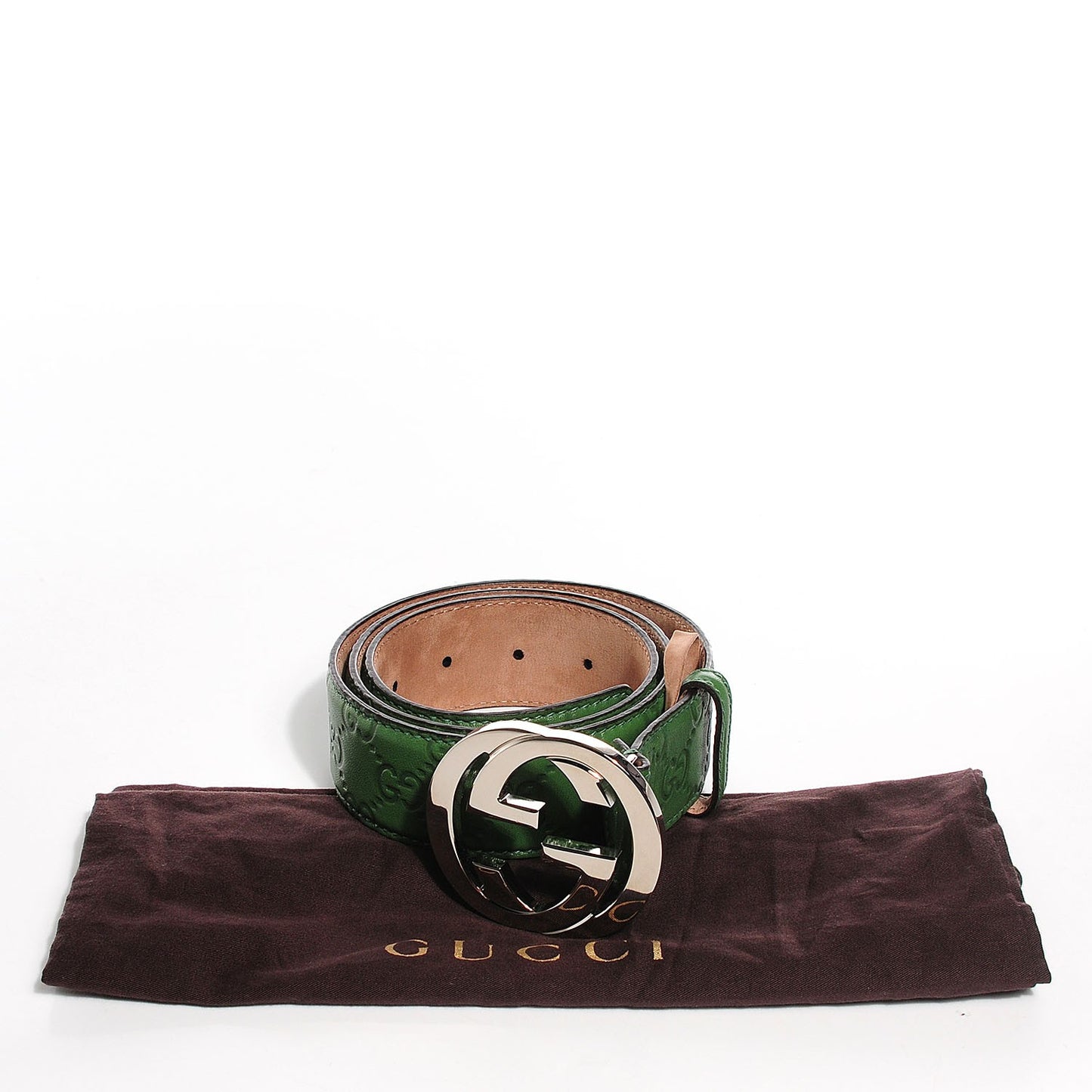 Guccissima Interlocking G Belt 85 34 Green Silver