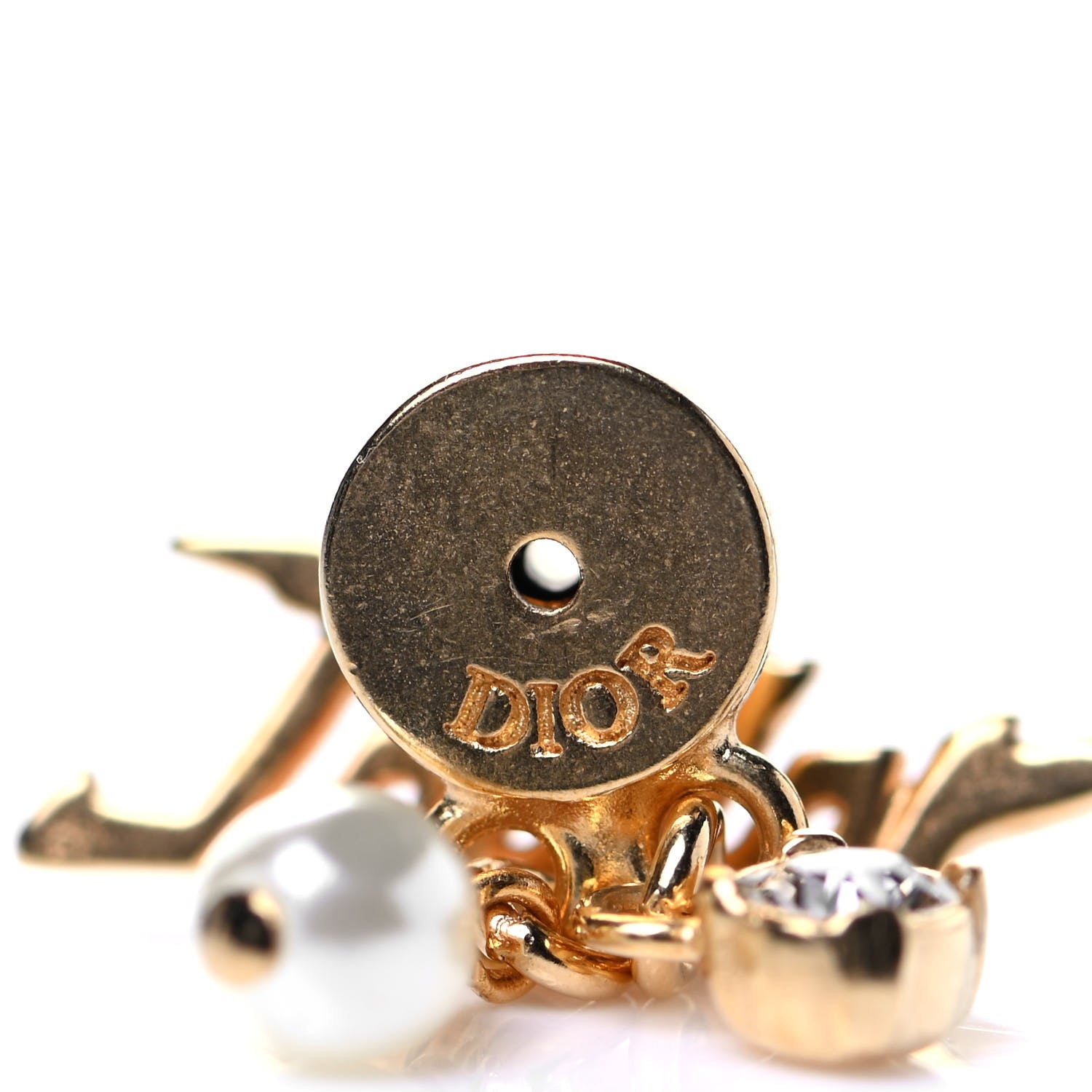 Christian Dior Crystal Pearl J'Adior Earrings Gold 4 of 4