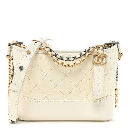 Chanel Aged Calfskin Quilted Small Gabrielle Hobo White 1 of 10