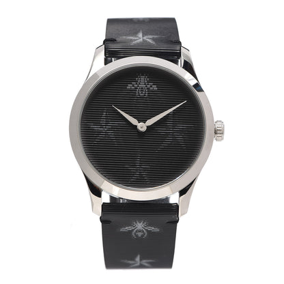 Gucci Stainless Steel Calfskin 38mm G-Timeless Bee Star Hologram Quartz Watch Black 1 of 5