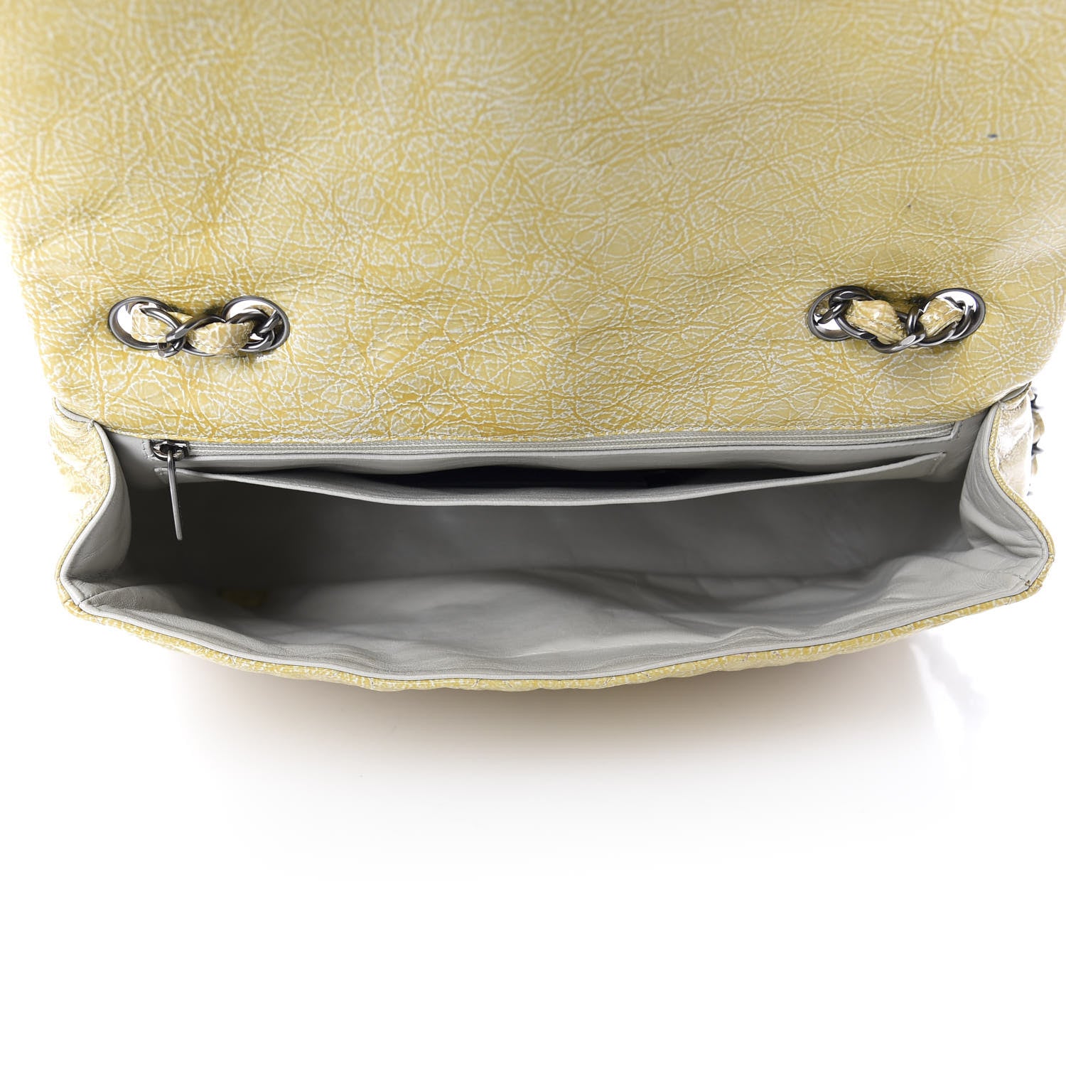 Chanel Crinkled Patent Quilted Jumbo Single Flap Light Beige 5 of 16