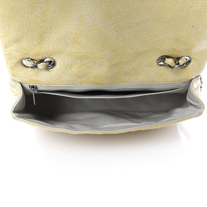 Chanel Crinkled Patent Quilted Jumbo Single Flap Light Beige 5 of 16
