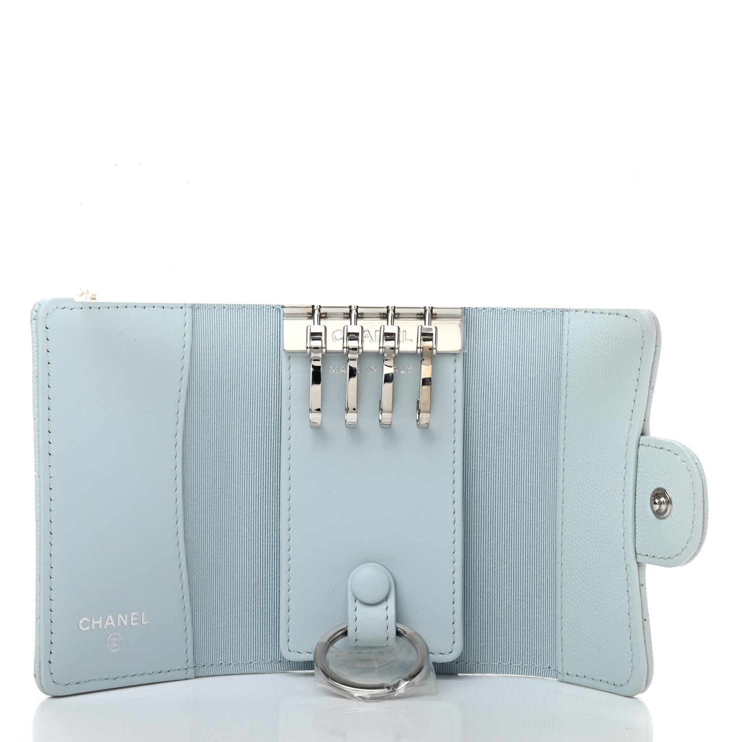 Chanel Caviar Quilted Classic 4 Key Holder Wallet Light Blue 5 of 8