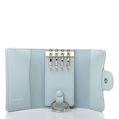 Chanel Caviar Quilted Classic 4 Key Holder Wallet Light Blue 5 of 8