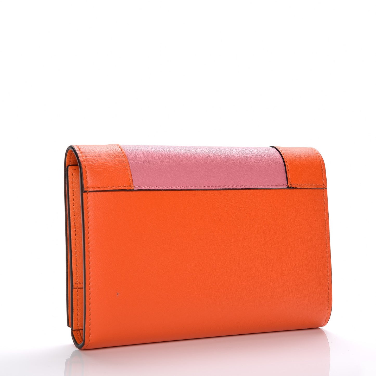 Smooth Lambskin Medium Frame Multifunction Wallet Orange Flamingo