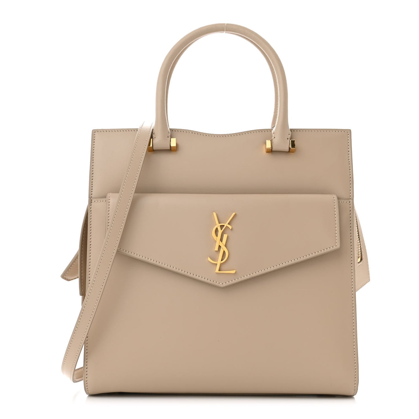 Shiny Calfskin Small Uptown Tote Sea Salt