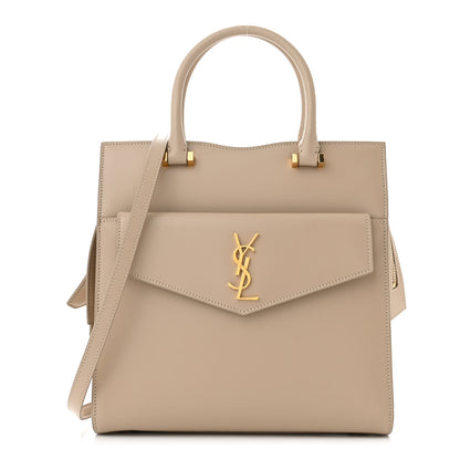 Saint Laurent Shiny Calfskin Small Uptown Tote Sea Salt 1 of 11